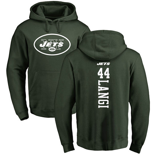 New York Jets Men Green Harvey Langi Backer NFL Football #44 Pullover Hoodie Sweatshirts